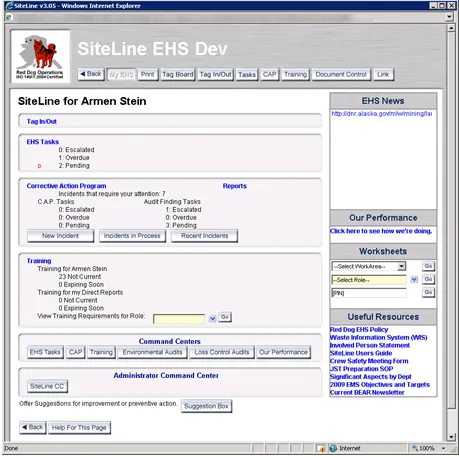 Teck Resources application screenshot