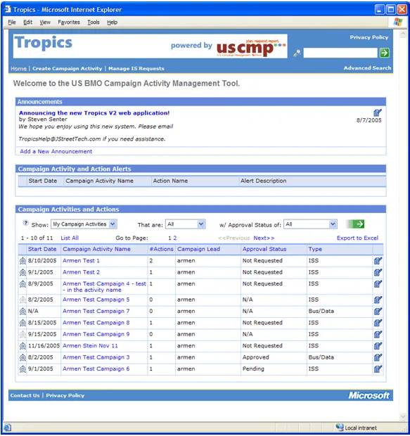 Microsoft Tropics V2 application screenshot