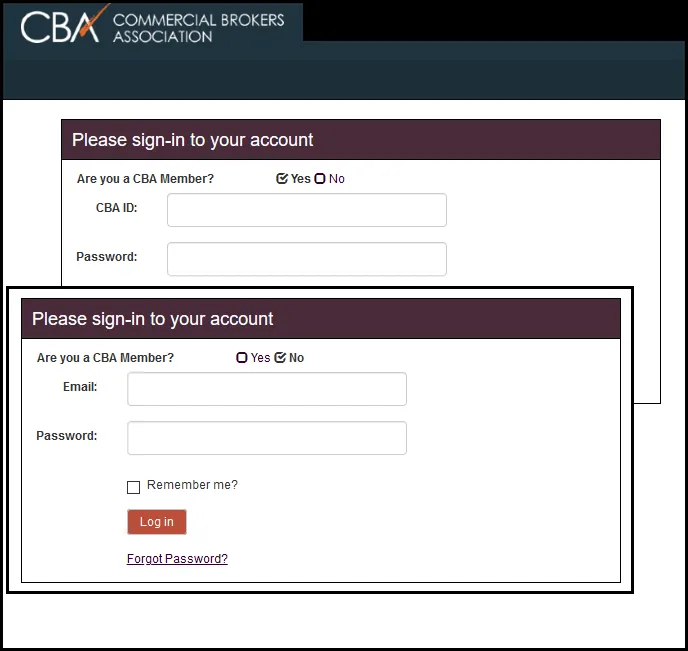 Commercial Brokers Association application screenshot