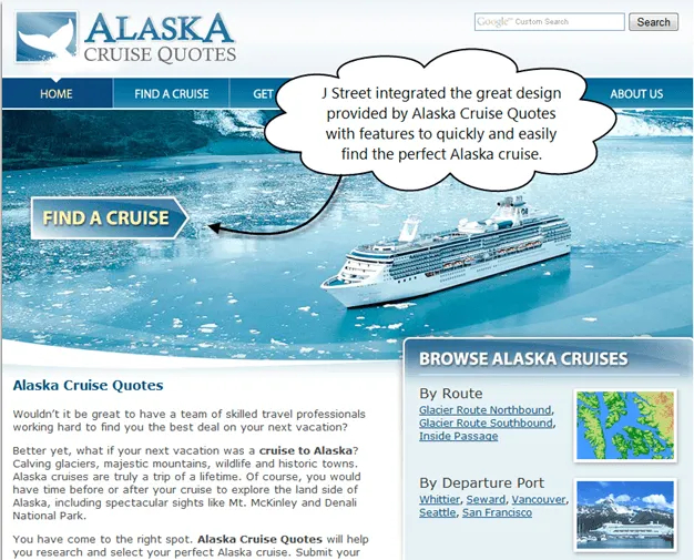 Alaska Cruise Quotes application screenshot