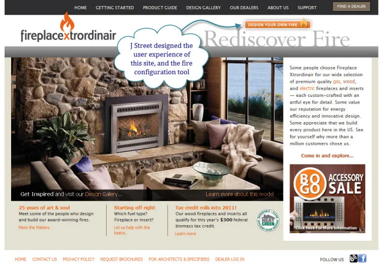 Fireplace Xtrordinair configurator application screenshot