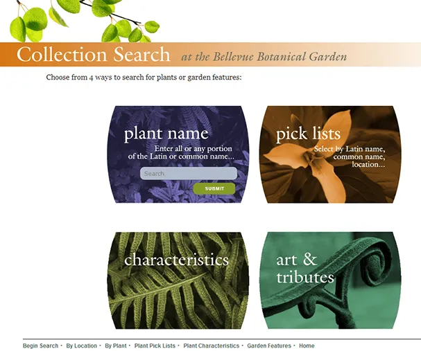 Bellevue Botanical Garden application screenshot