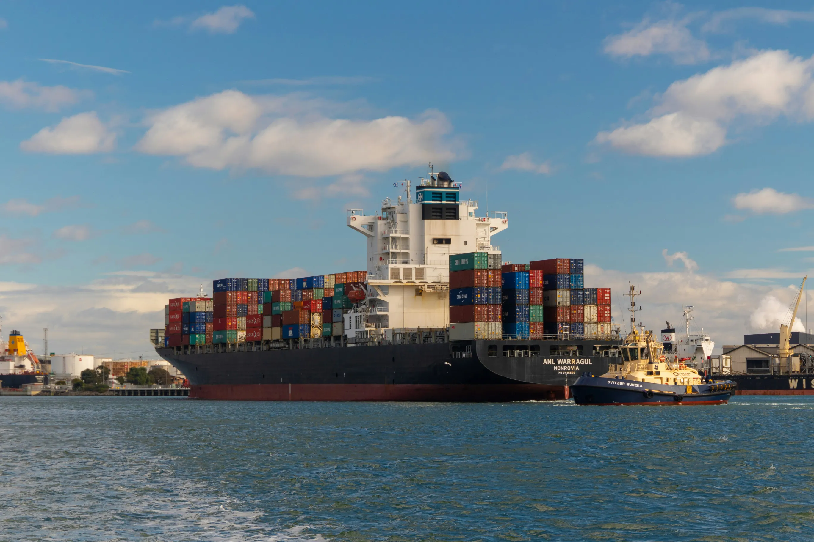 A container ship at sea
