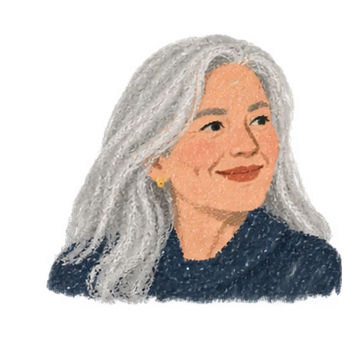 Illustrated portrait of Sandi, an Outro Health patient tapering venlafaxine
