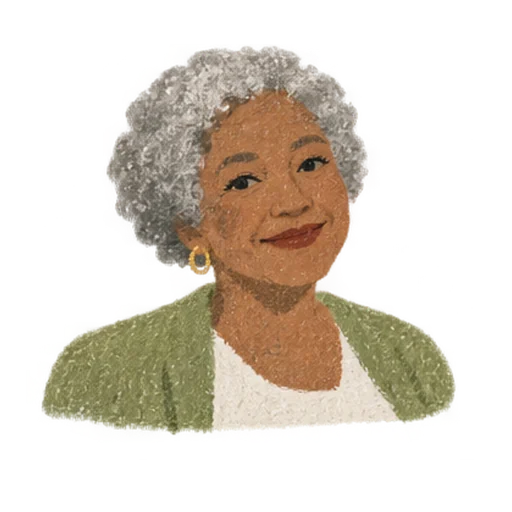 Illustrated portrait of Kelly, an Outro Health patient tapering venlafaxine