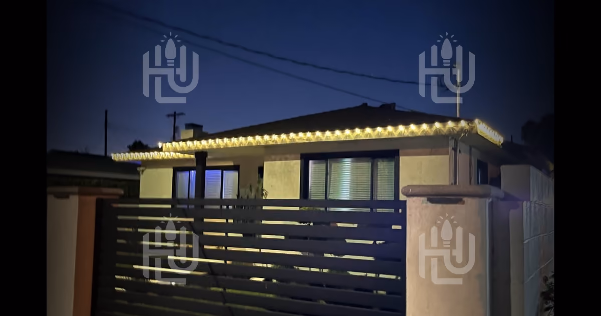 Beginner holiday light installer completed residential lighting project