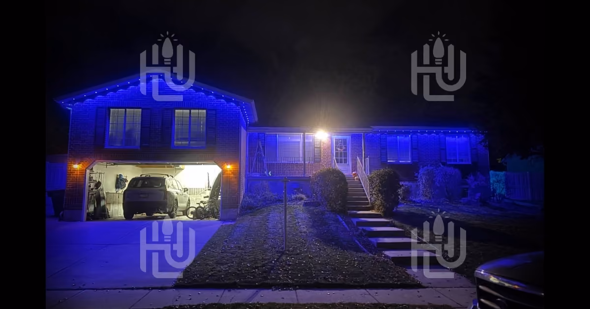 Professionally installed Christmas lights on a single-family home