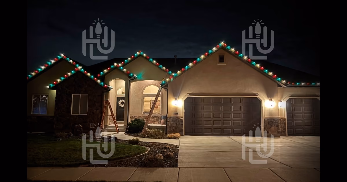 Holiday Lights University student project featuring outdoor holiday lighting