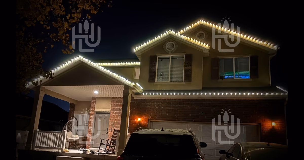 Custom Christmas light installation completed by a new business owner