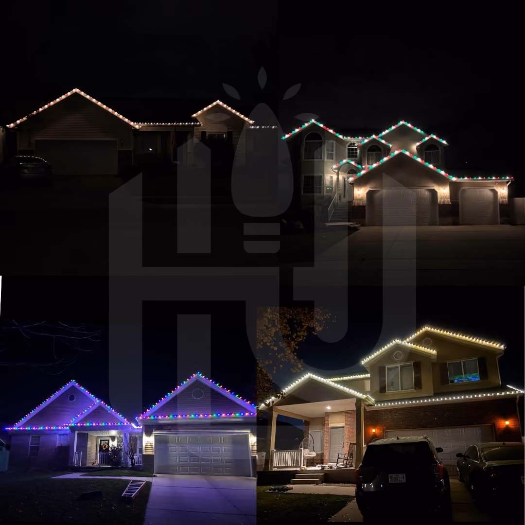 Real student holiday light installation demonstrating professional-quality results