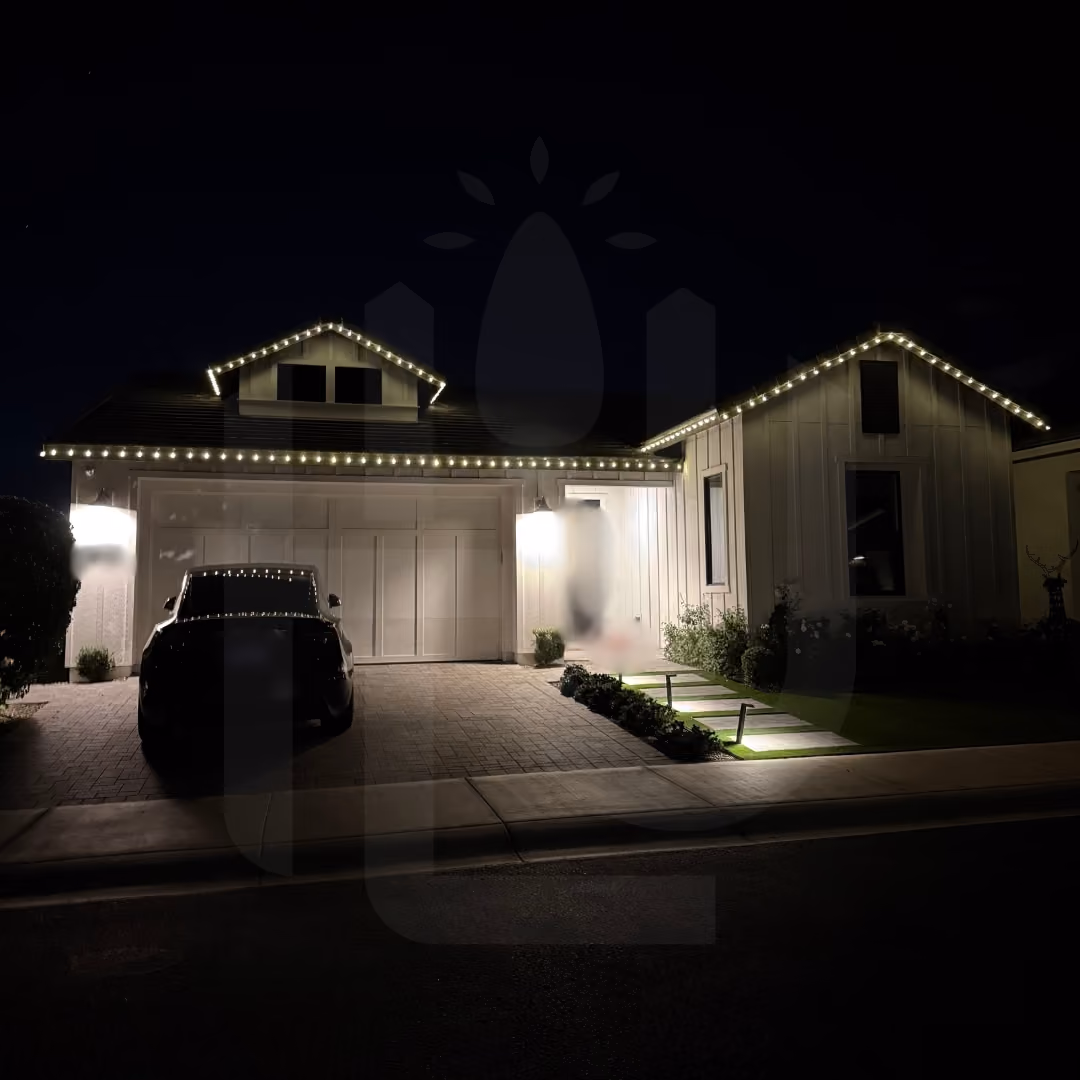 Expert holiday light installation showcasing clean roofline lighting
