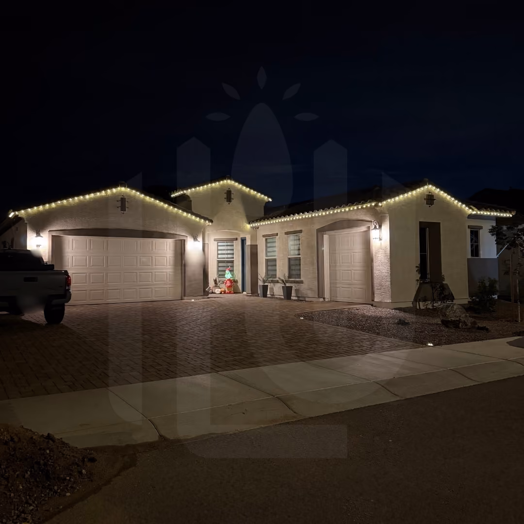 Custom roofline Christmas light installation for a residential property