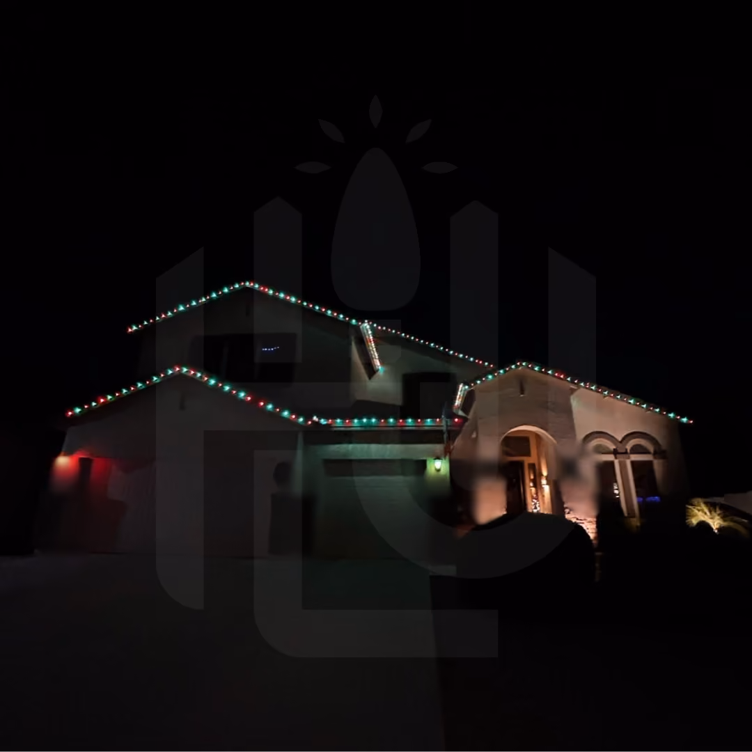 Clean and professional roofline holiday lighting installation