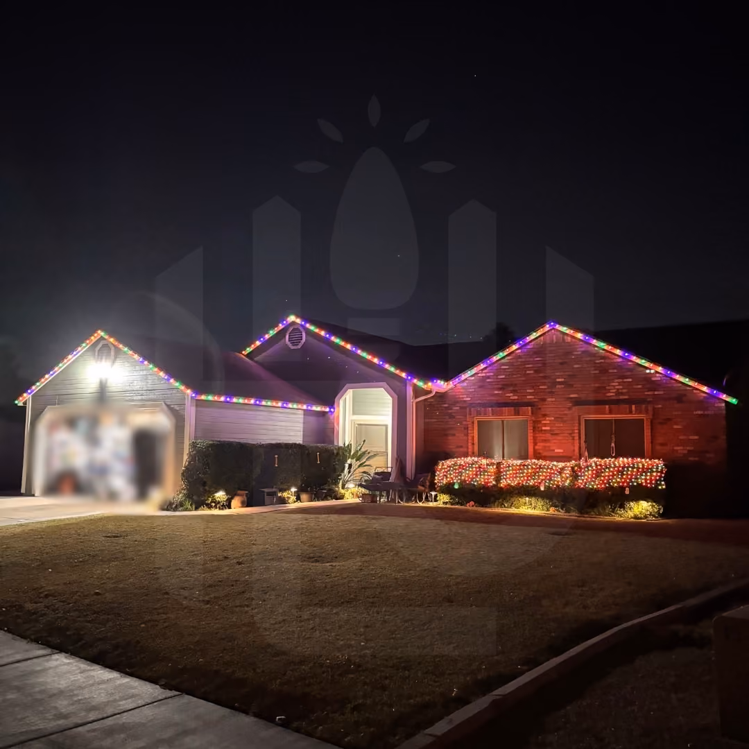 Residential holiday lighting project featuring classic white C9 bulbs