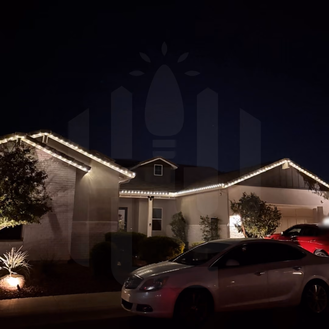 Residential roofline lighting installation for the holiday season