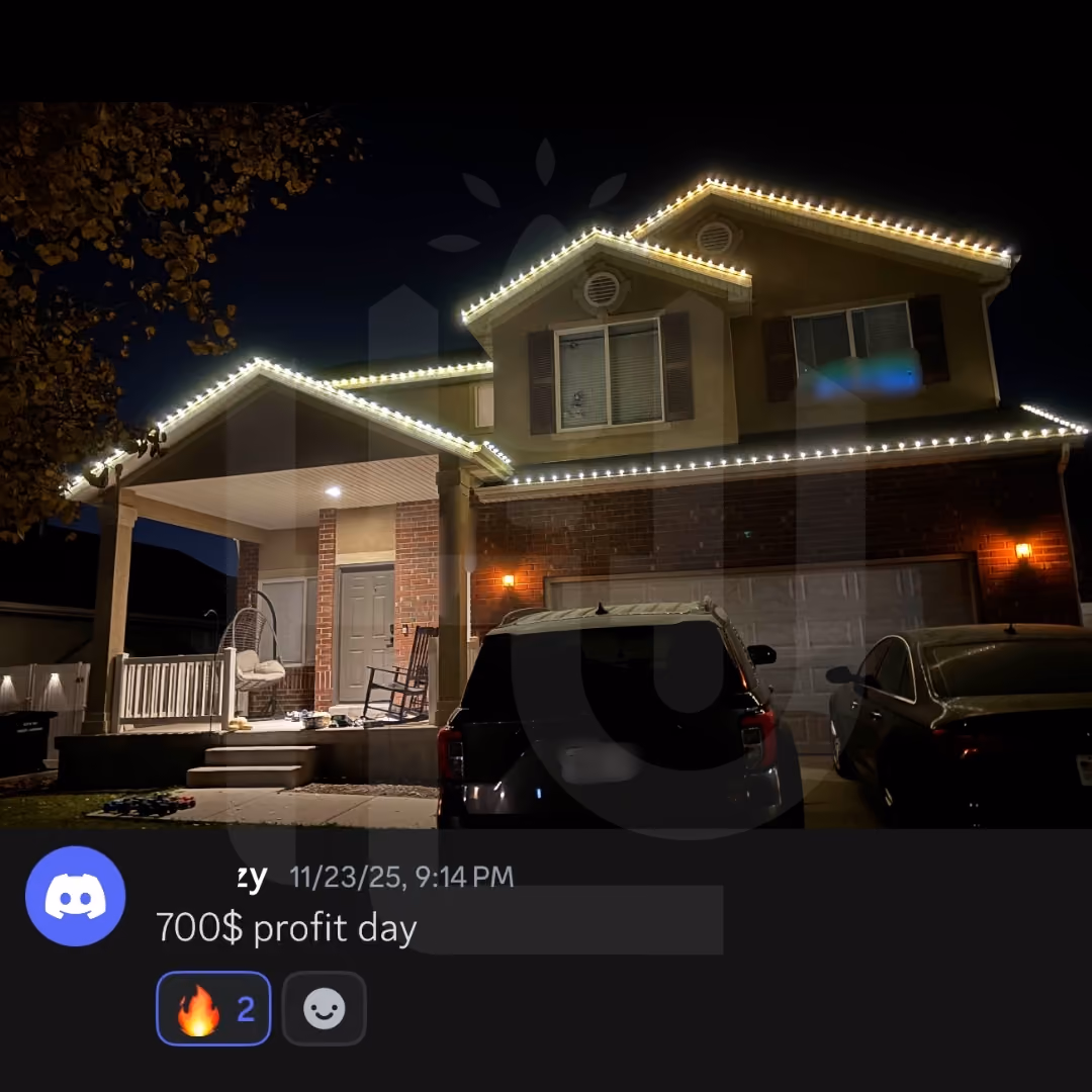 student completed home photo from discord chat where student shares he made $700 from installing
