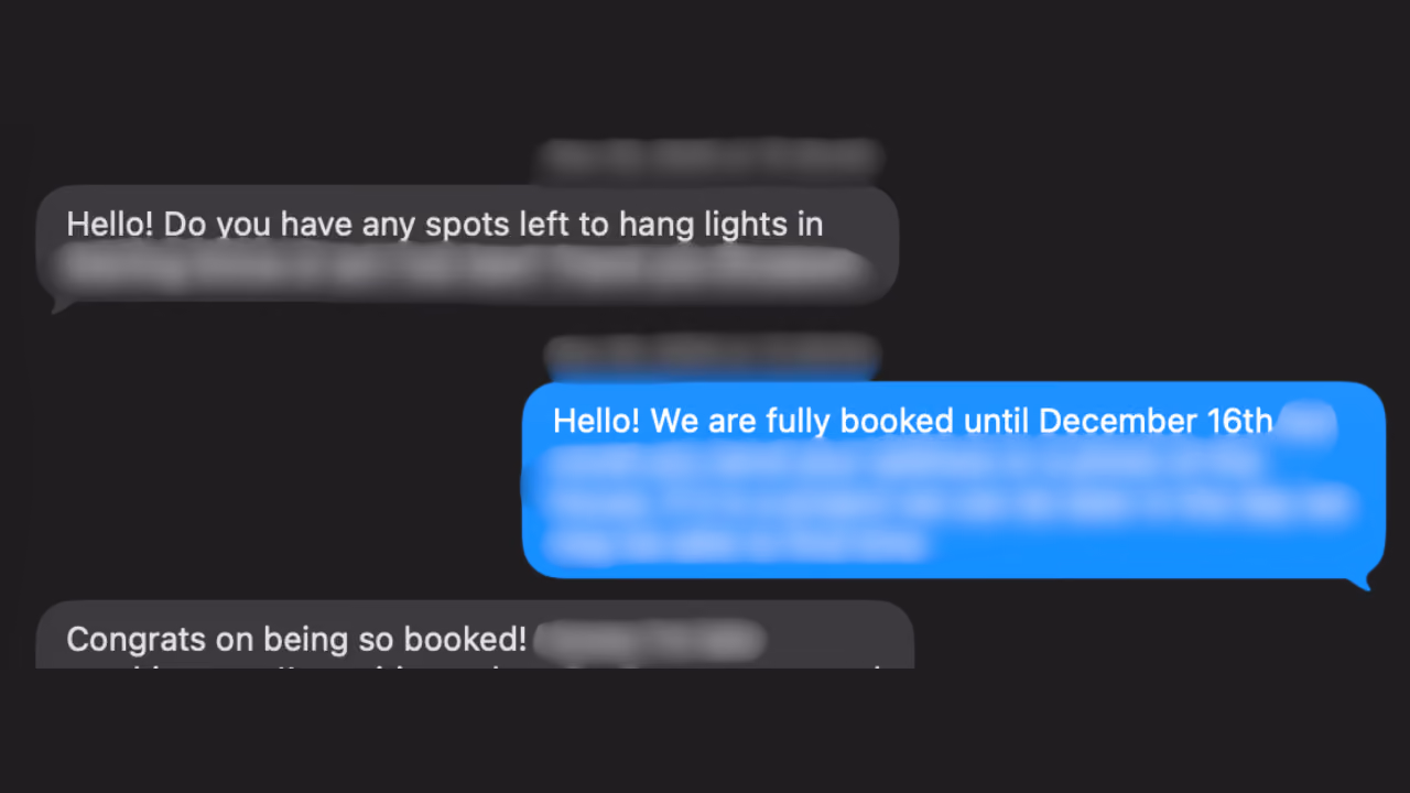 text messages show casing how busy the season gets