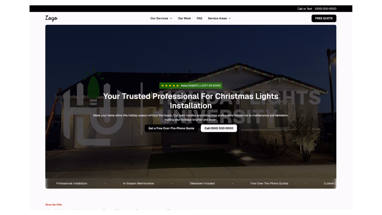 the website template that students have access too after purchasing the training.
