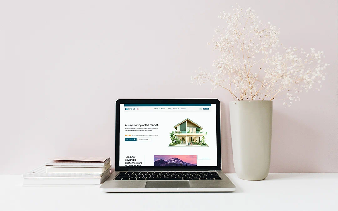 Responsive Webflow marketing website displayed on a laptop, showcasing modern website design and front-end development.