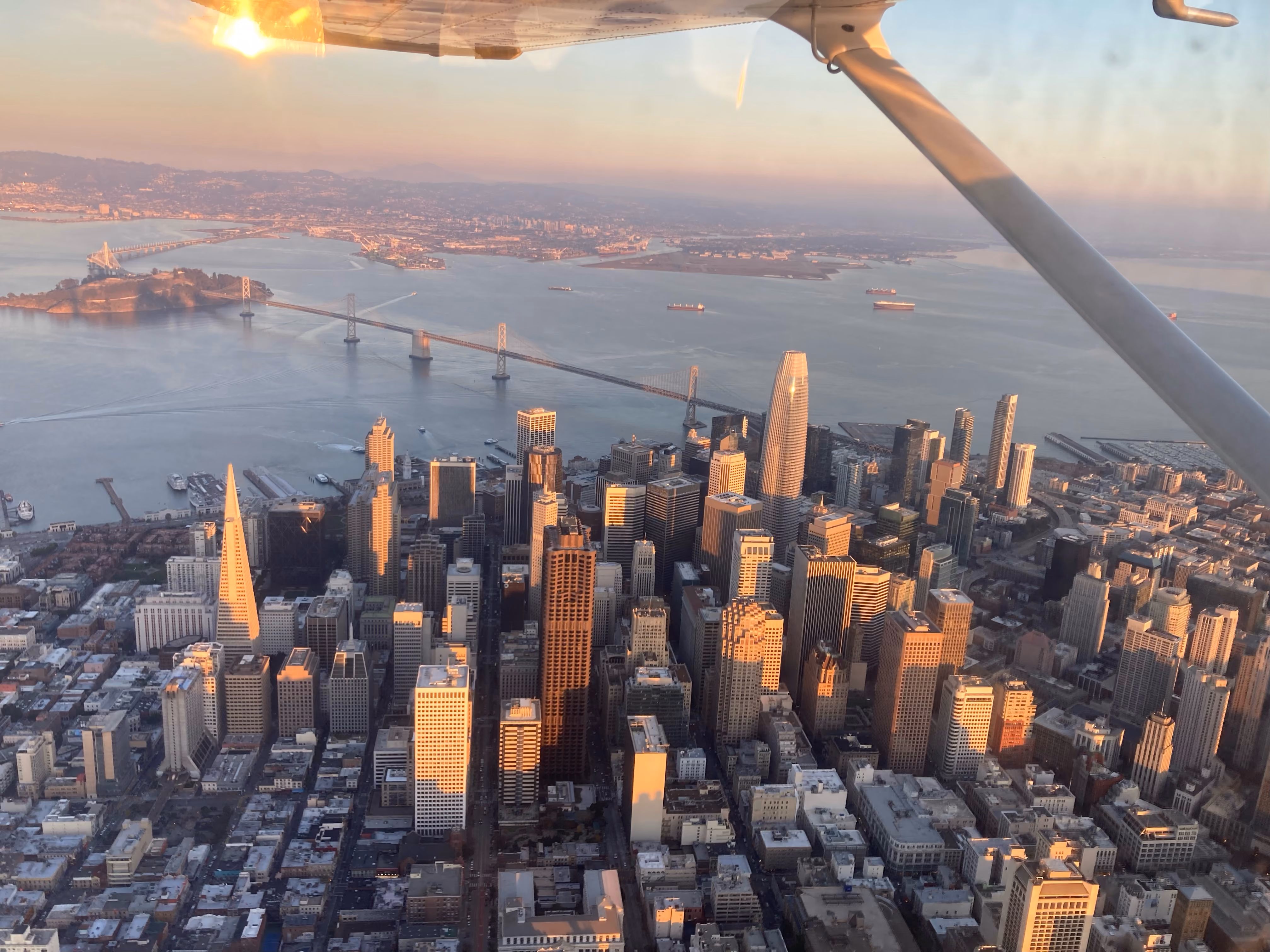 Aerial view of the San Francisco Bay Area during a scenic air tour