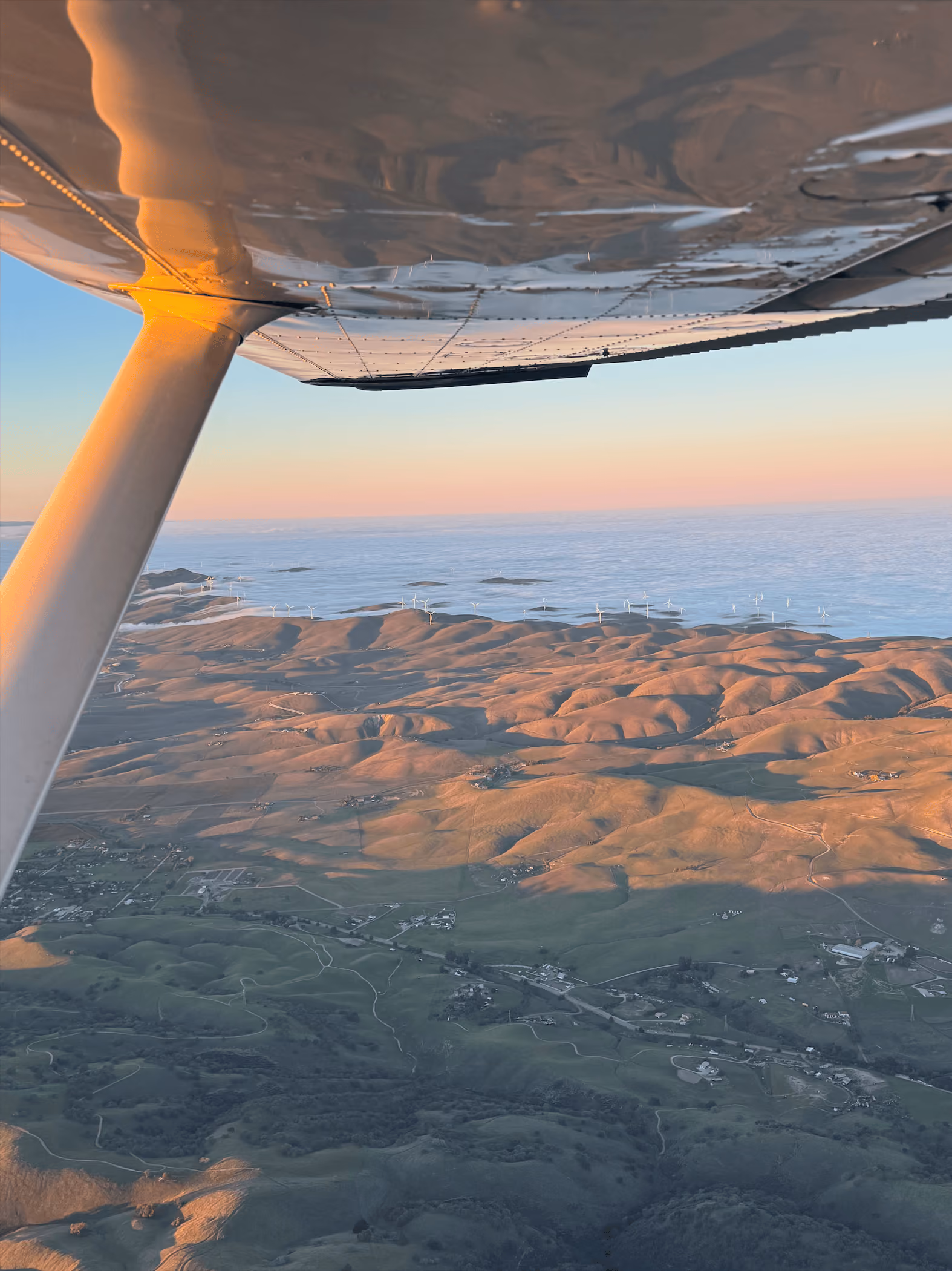 View of the Bay Area from a scenic flight route above San Francisco