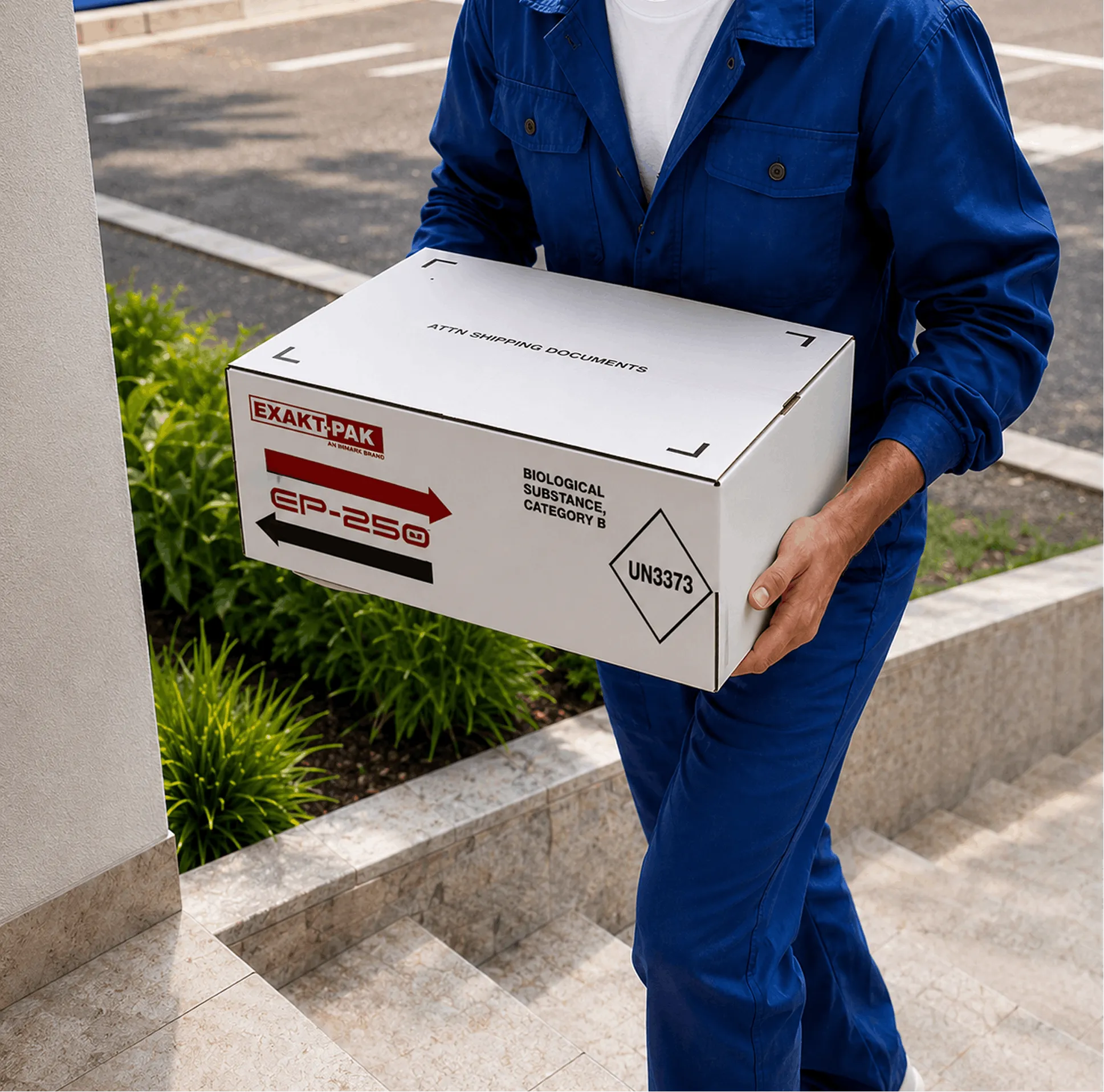 Inmark specialist delivering cold chain shipment to a healthcare facility