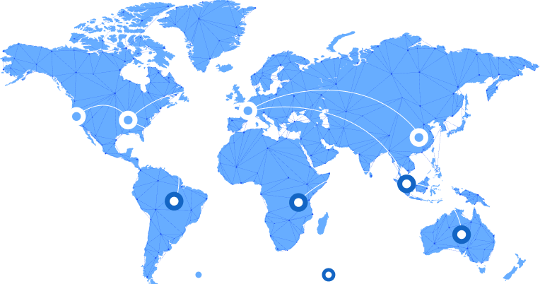 World map showing Inmark's global packaging and distribution network