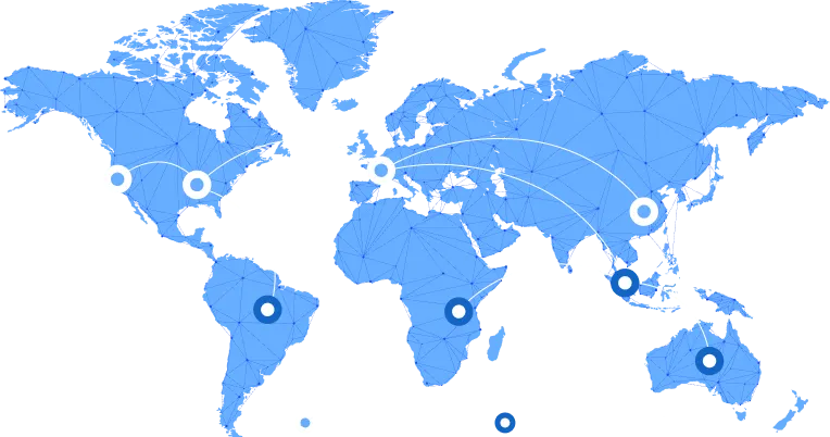 World map showing Inmark's global packaging and distribution network