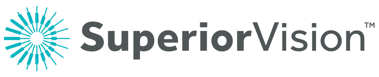 spiral blue logo with superior vision text in gray