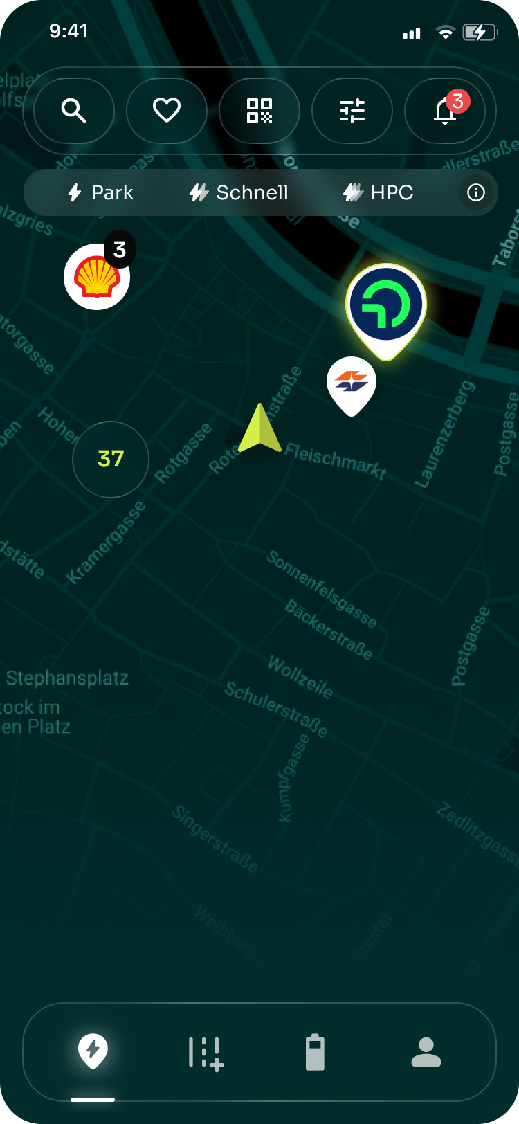 EV.app home screen