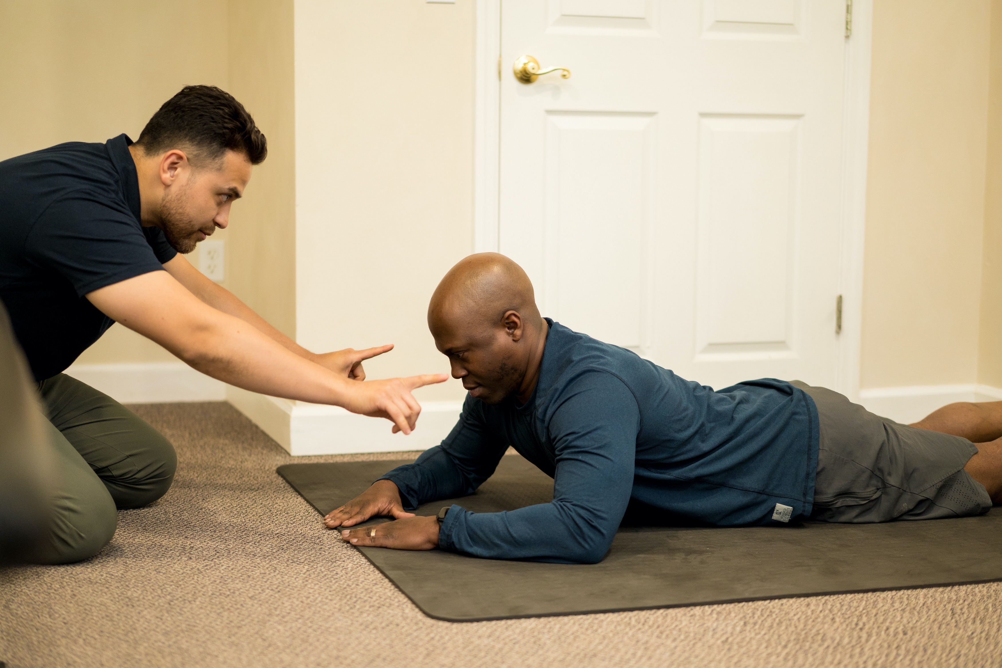 A patient doing functional movement exercises