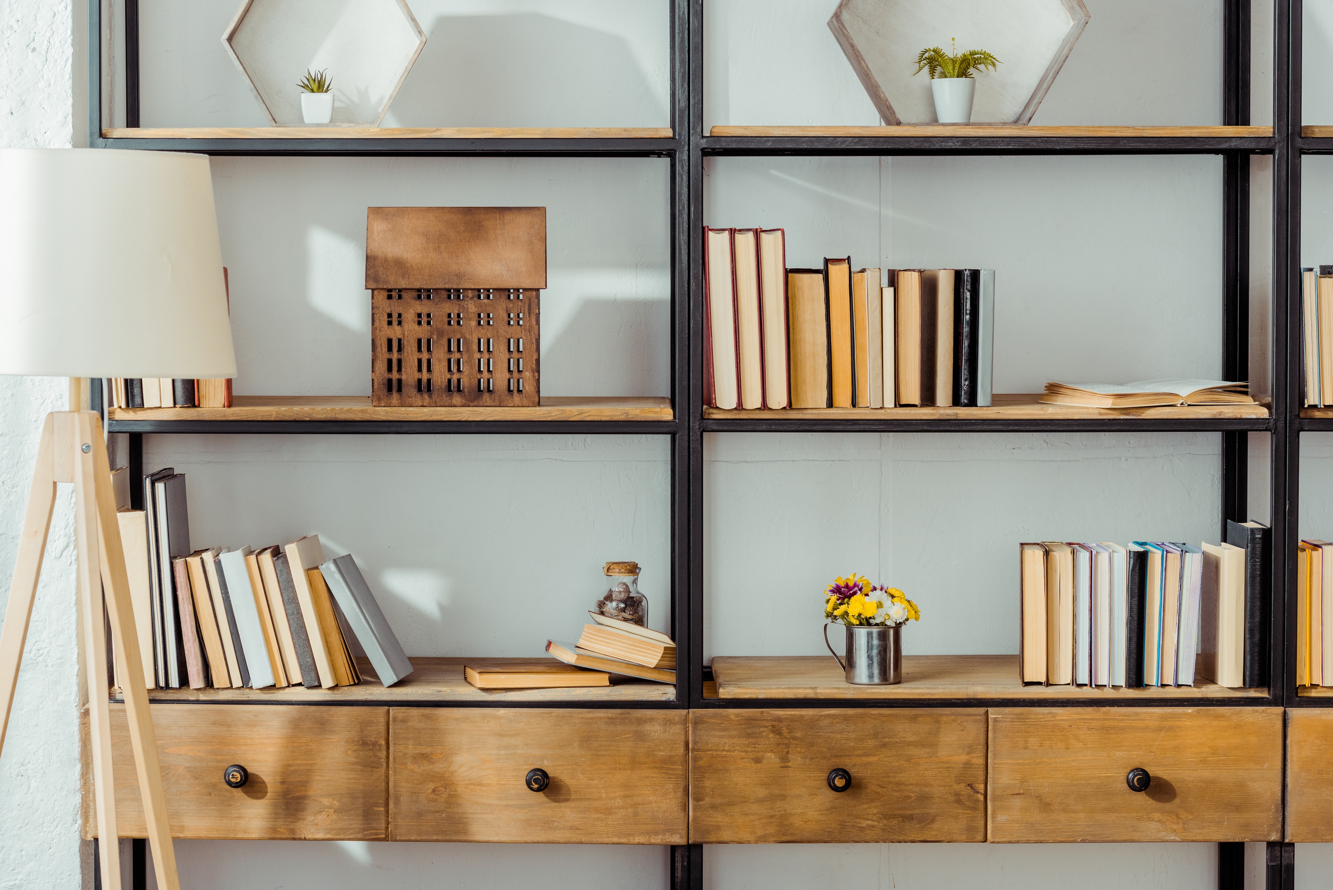 Shelving with decor stock image