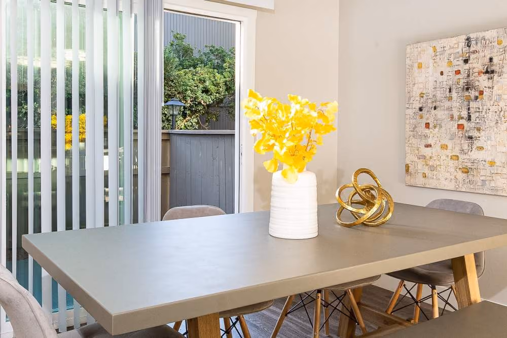 Dining area with view of patio