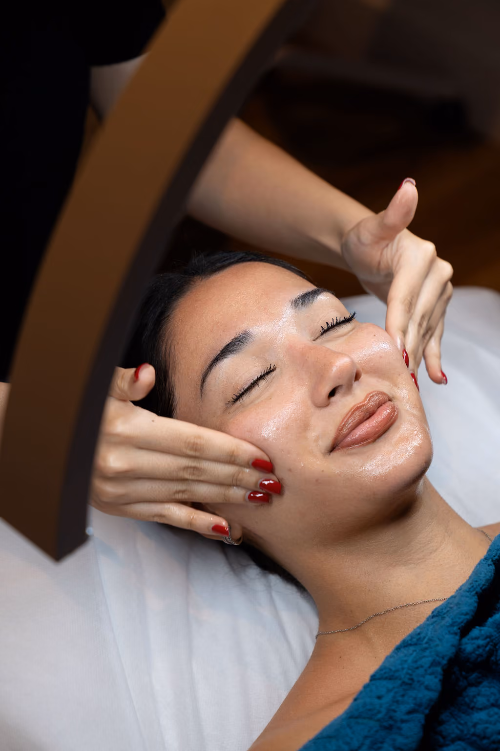 Facial treatment in a private ModPod at Mod Facial and Massage in Allen, Texas