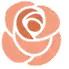 Simple stylized illustration of a pink rose flower with outlined petals.