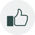 Icon of a thumbs-up hand gesture symbolizing approval or like.