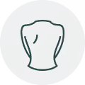 Simple line drawing of a human back with spine details representing chiropractic care.