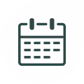 Icon of a calendar with days marked in a grid pattern.