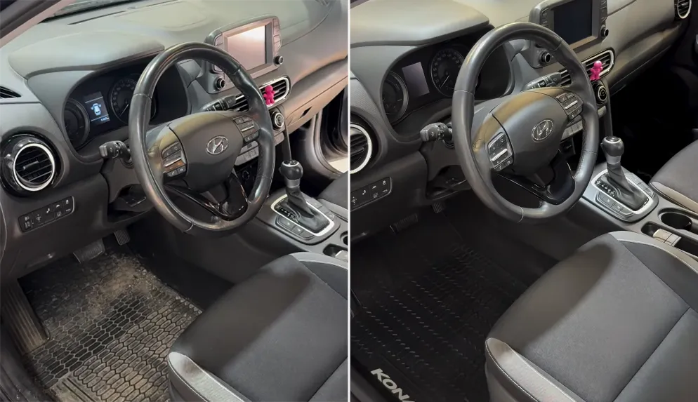 Fore och efter interiorrekond Hyundai Kona