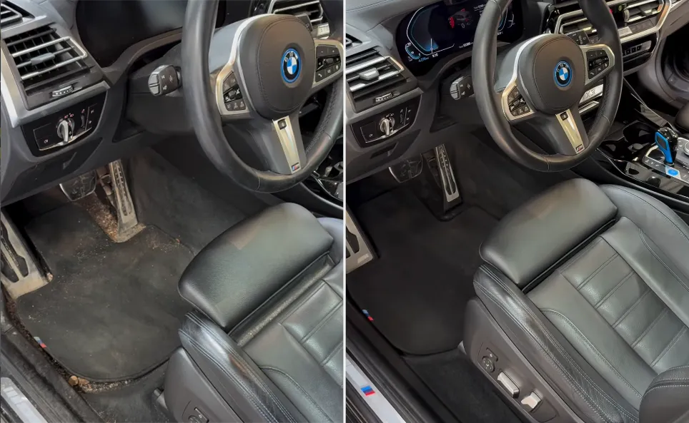 Fore och efter interiorrekond BMW