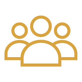 Icon showing 3 men representing the community. 