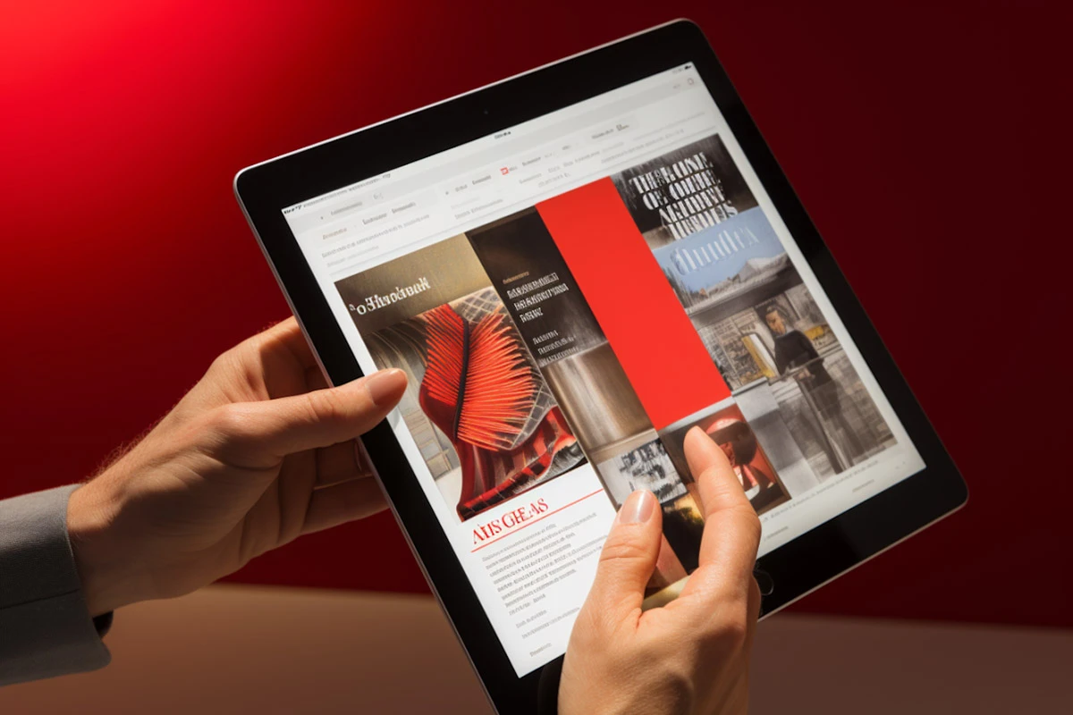 Main screen of a redesigned mobile application featuring a bold red design, demonstrating a refreshed and modern user interface.
