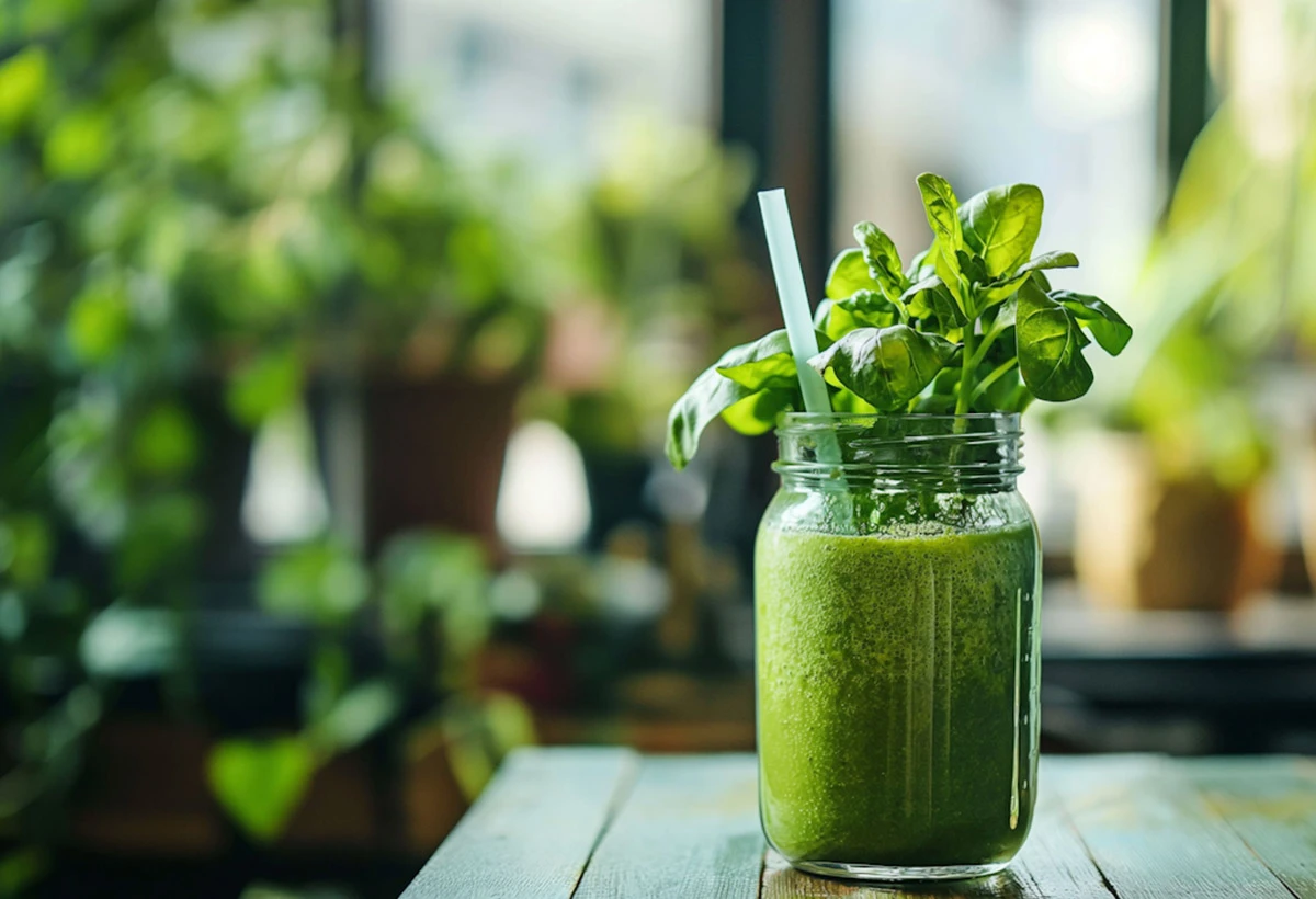 A close-up of a mason jar filled with greenery, reflecting a theme of sustainability and natural beauty for the fashion social media campaign.