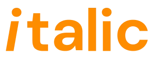 The word italic written in bold orange italic font on a white background.