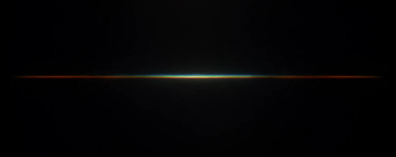 Thin horizontal line of multicolored light in the center on a black background.