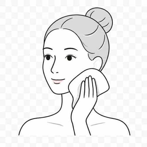 Illustration of a wipe-off product being removed from the face