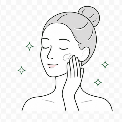 Illustration of a leave-on product being applied to the face