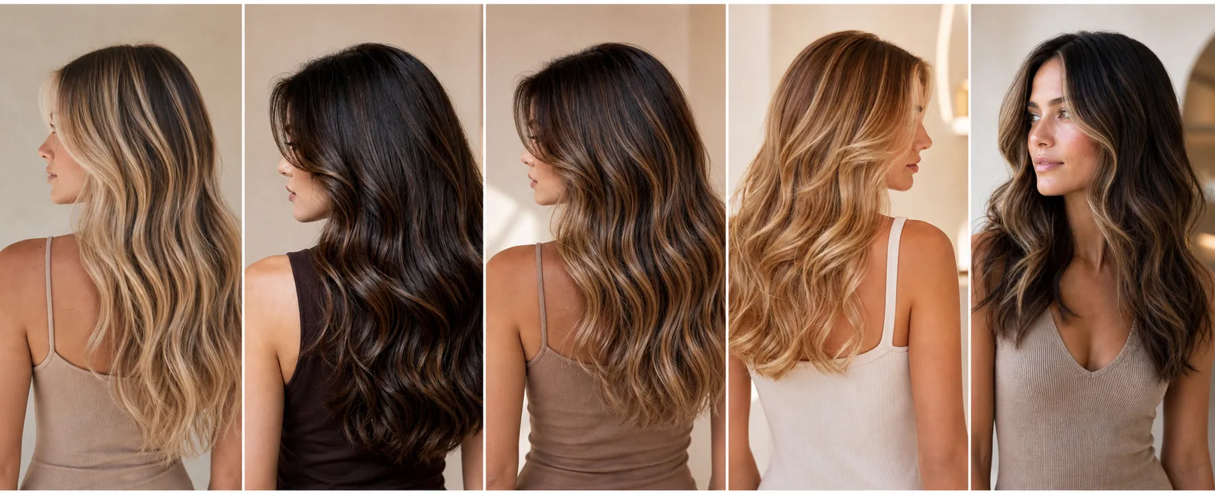 A collage of different hair color trends of 2026