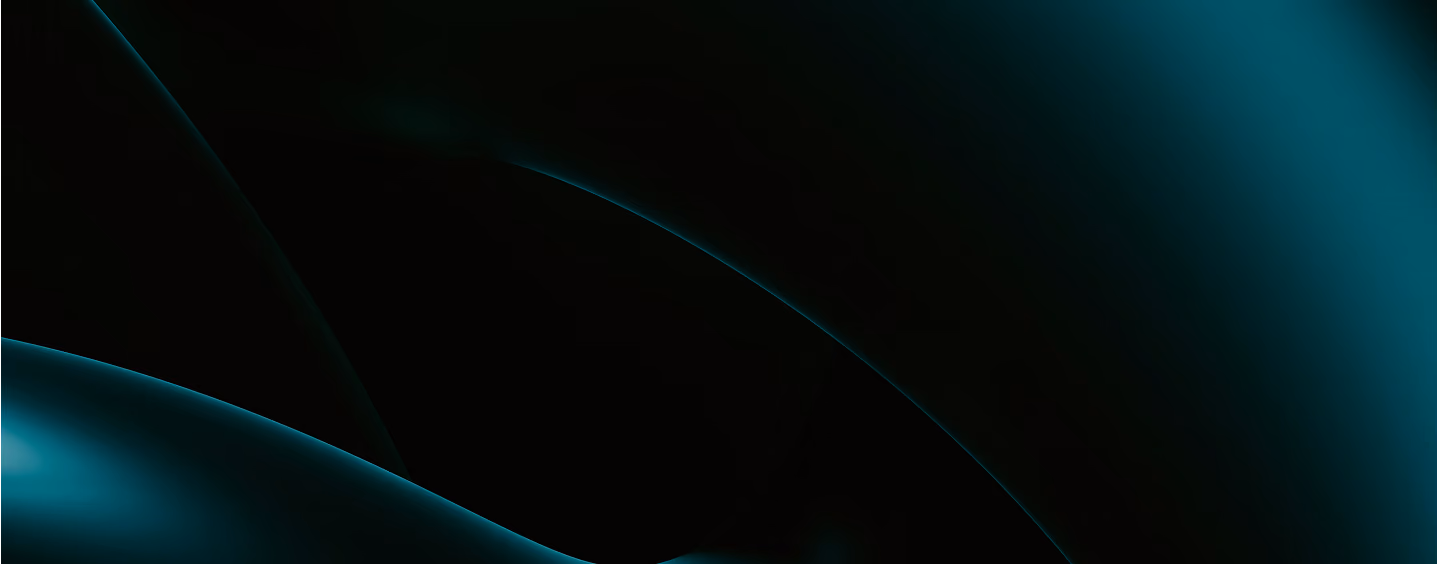 Abstract dark background with smooth curved teal shapes and gradients.