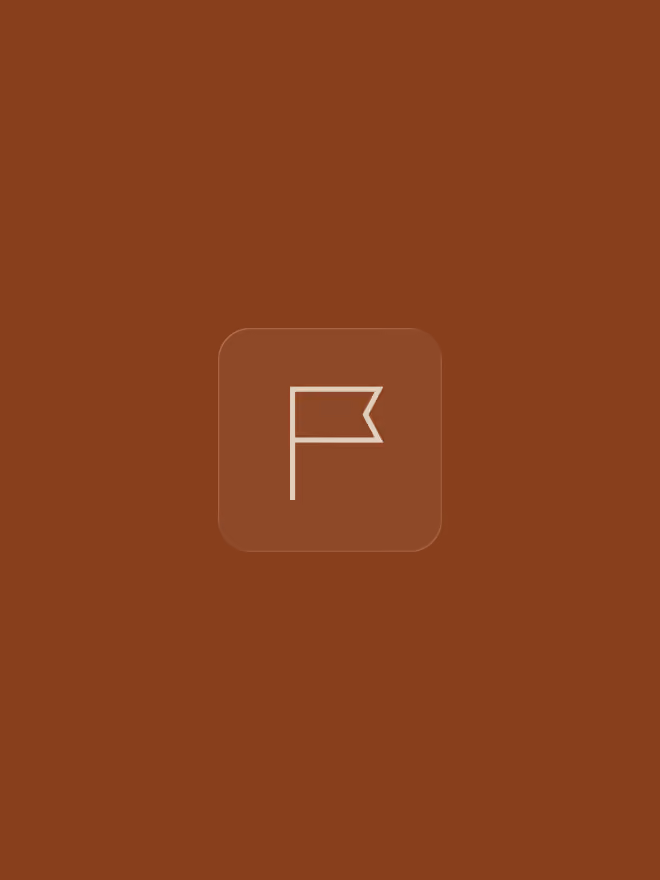 Minimalist flag icon with a brown background and a square shadow.